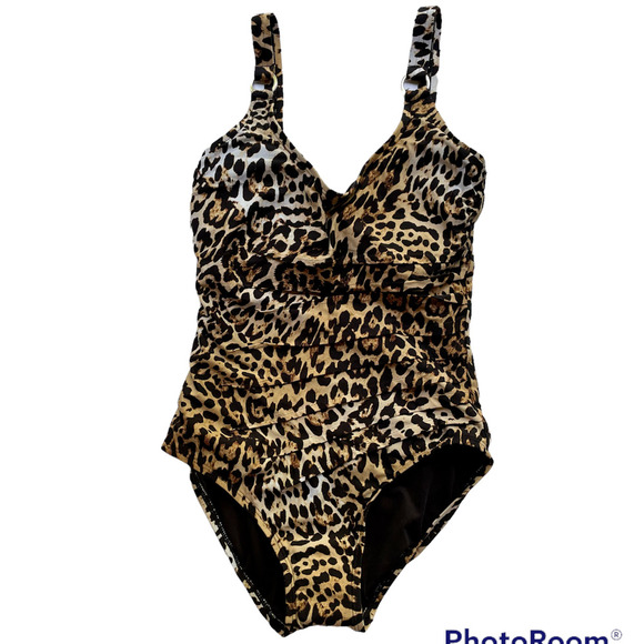 Calvin Klein One Piece Swimsuit Leopard Print Size 4 NEW - Picture 3 of 8